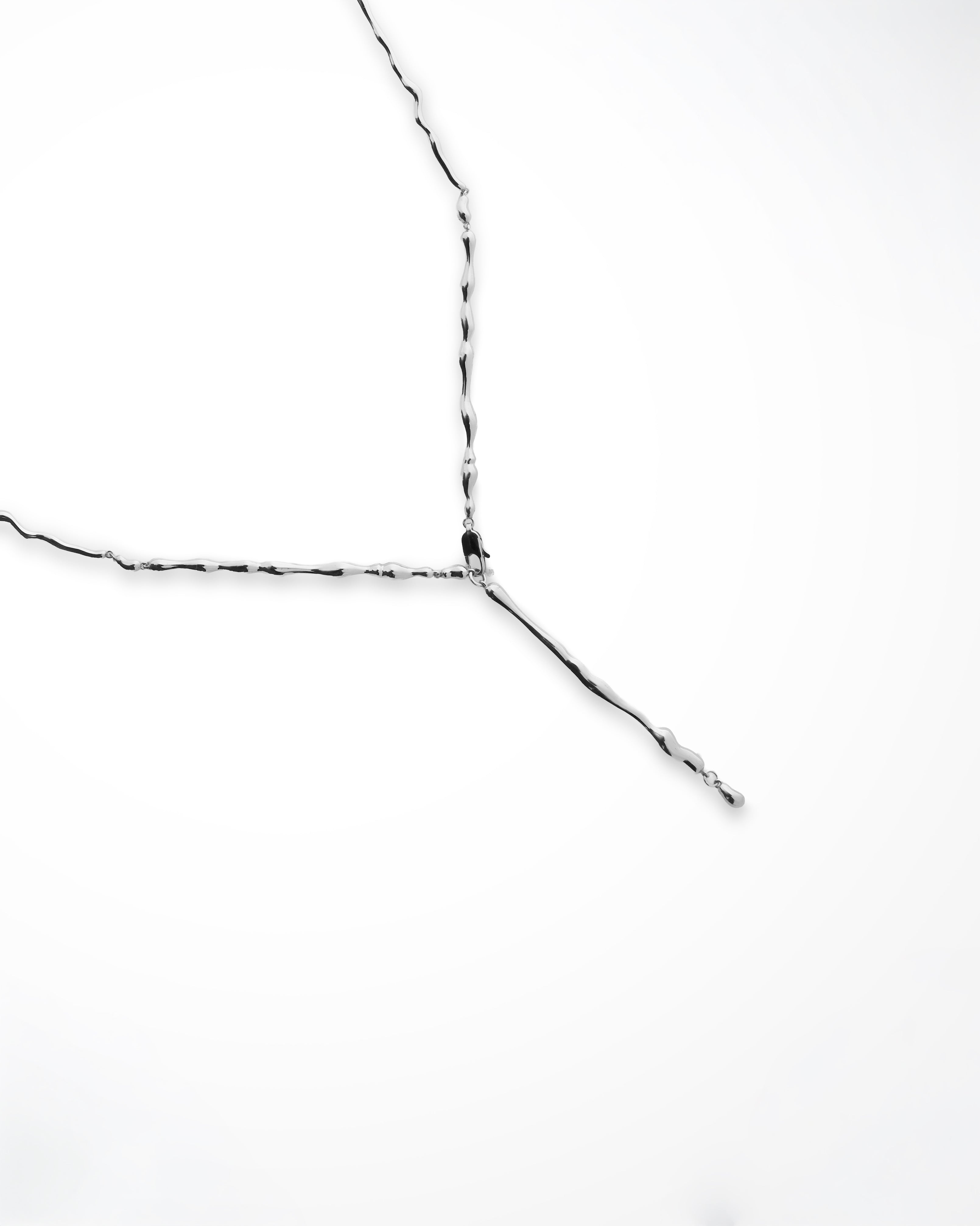 Molten Y - Necklace In Rhodium Plated Brass