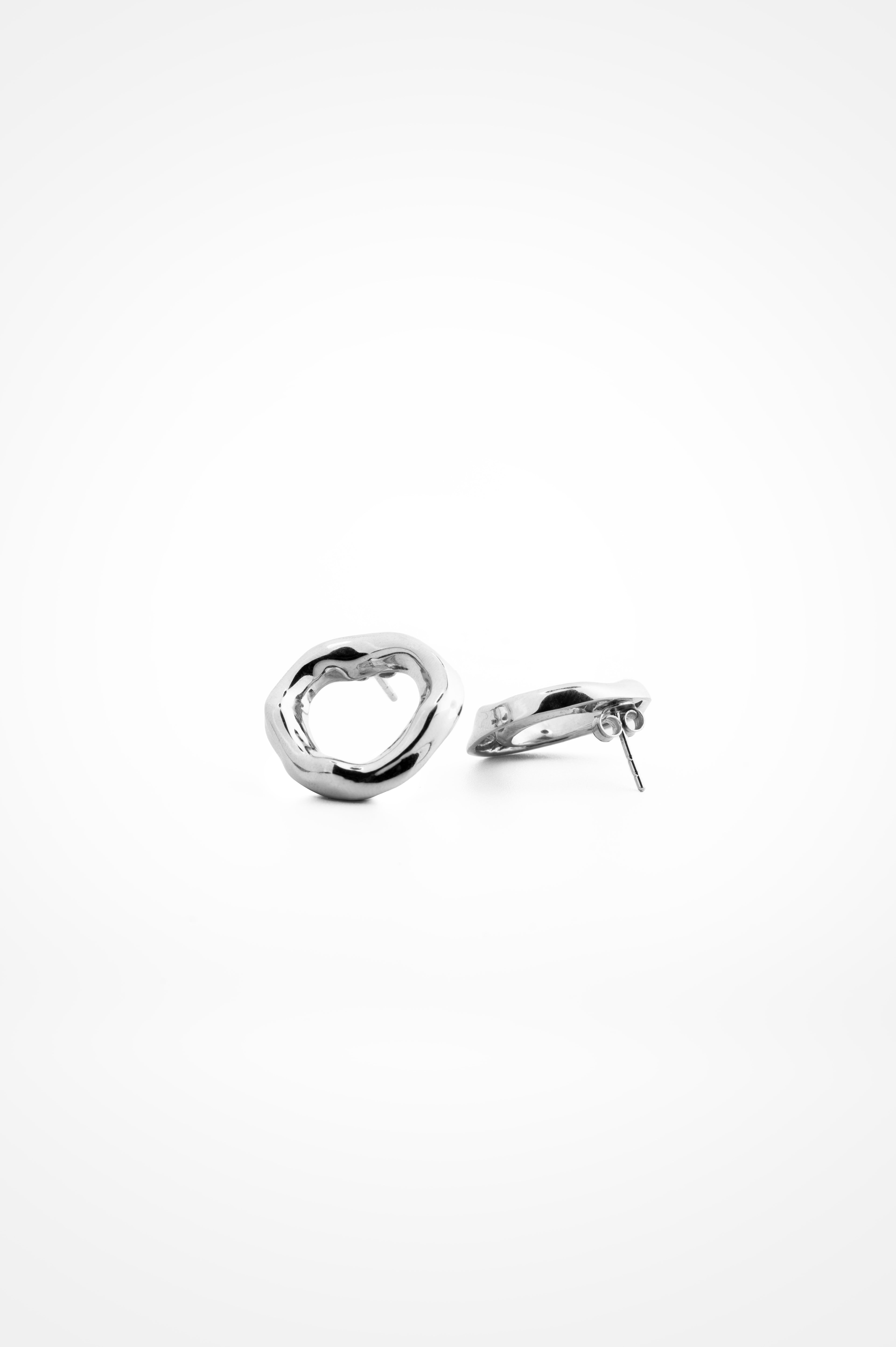 Dented  Loops In Sterling Silver