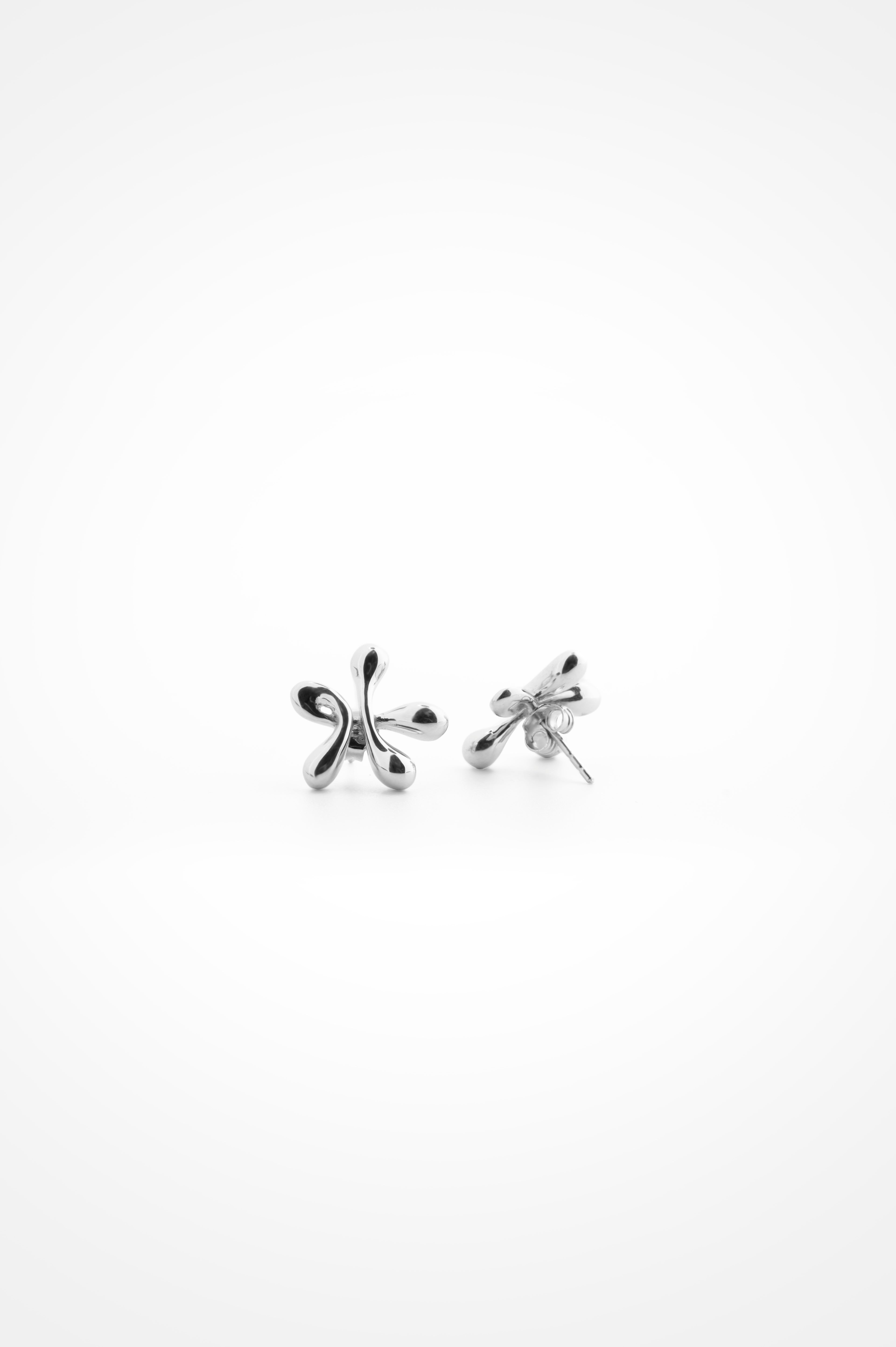 Molten Flower Studs In Sterling Silver