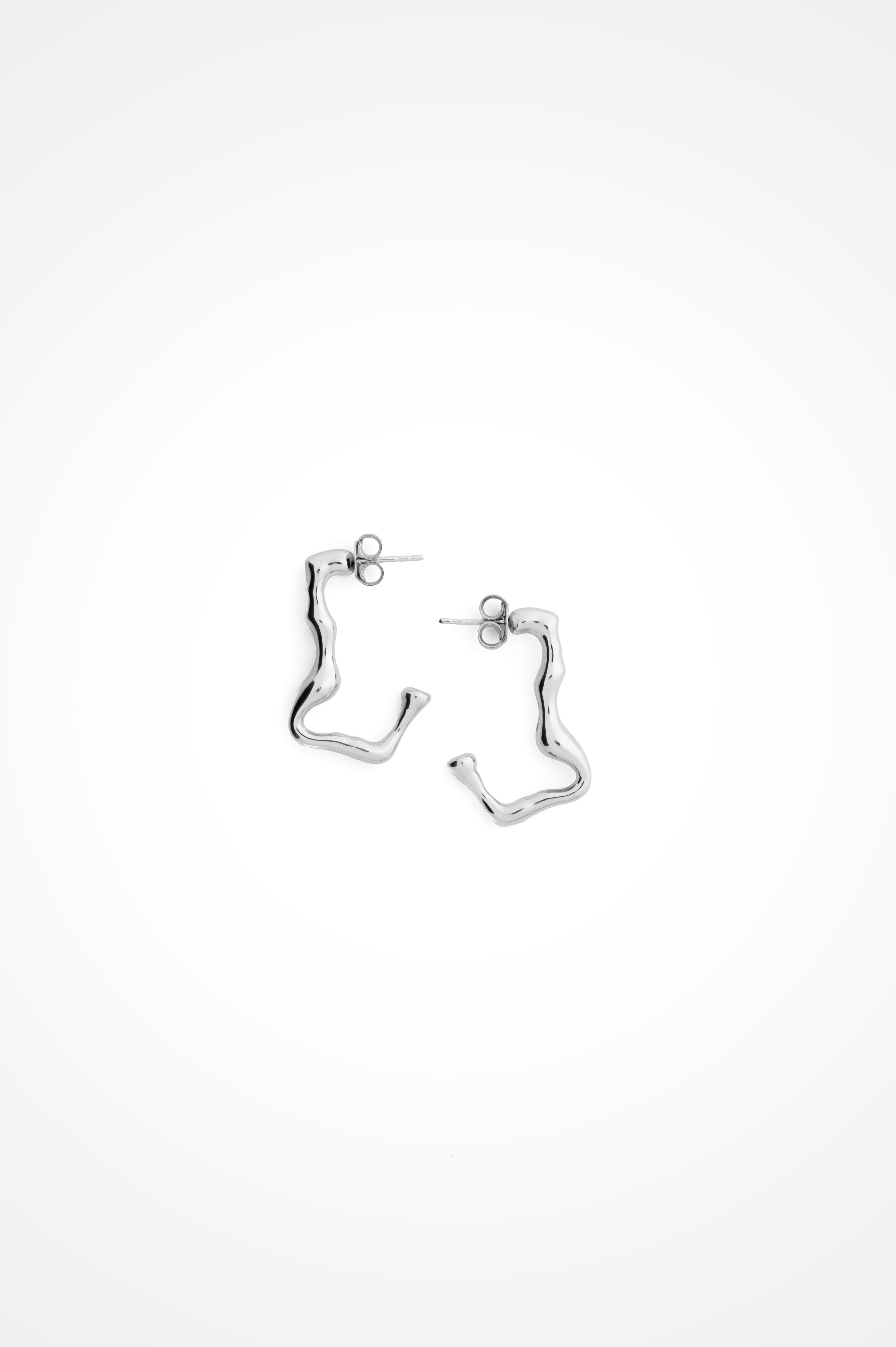 Molten Hoops In Sterling Silver