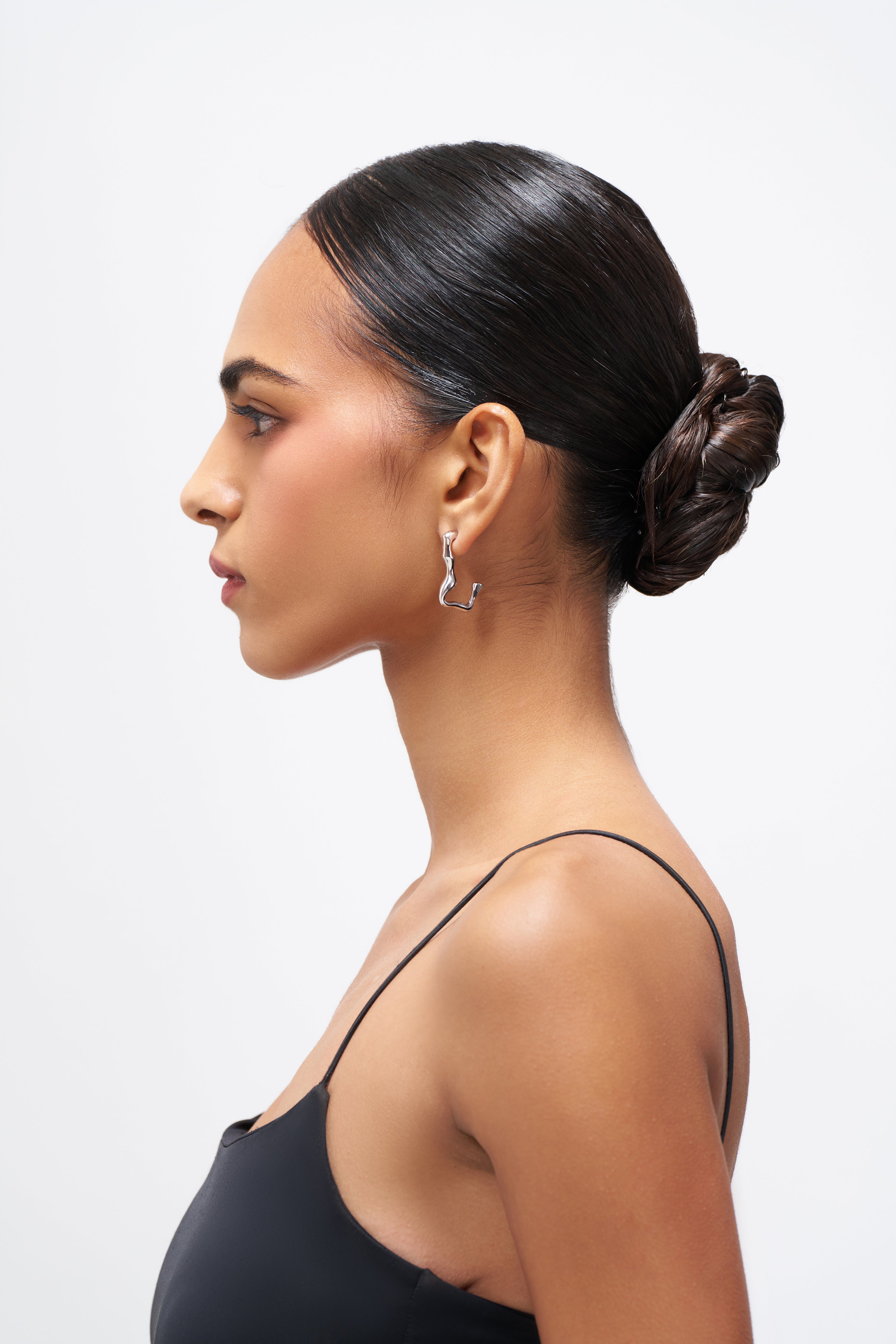 Molten Hoops In Sterling Silver