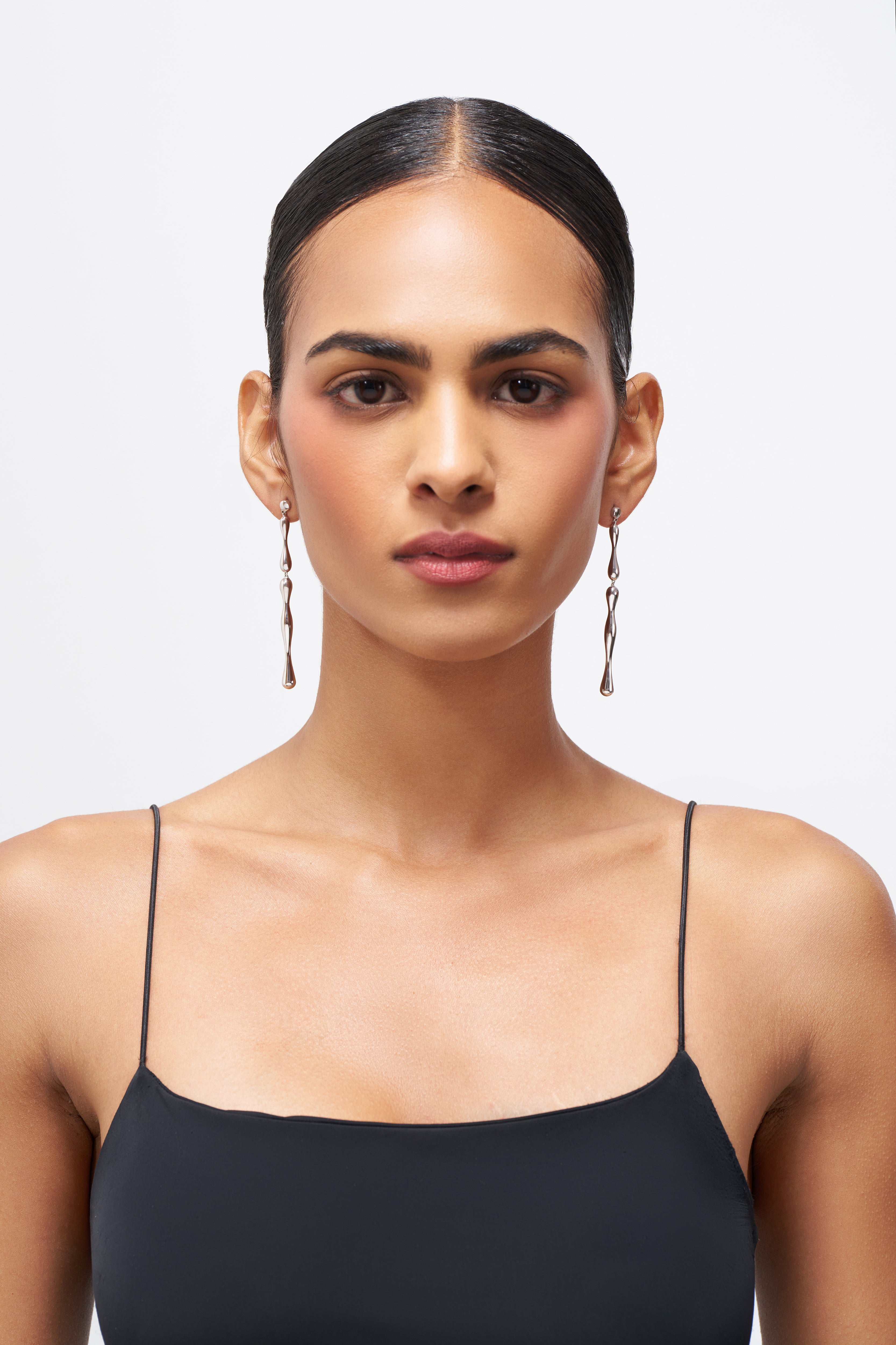 Molten Drop Earrings In Sterling Silver