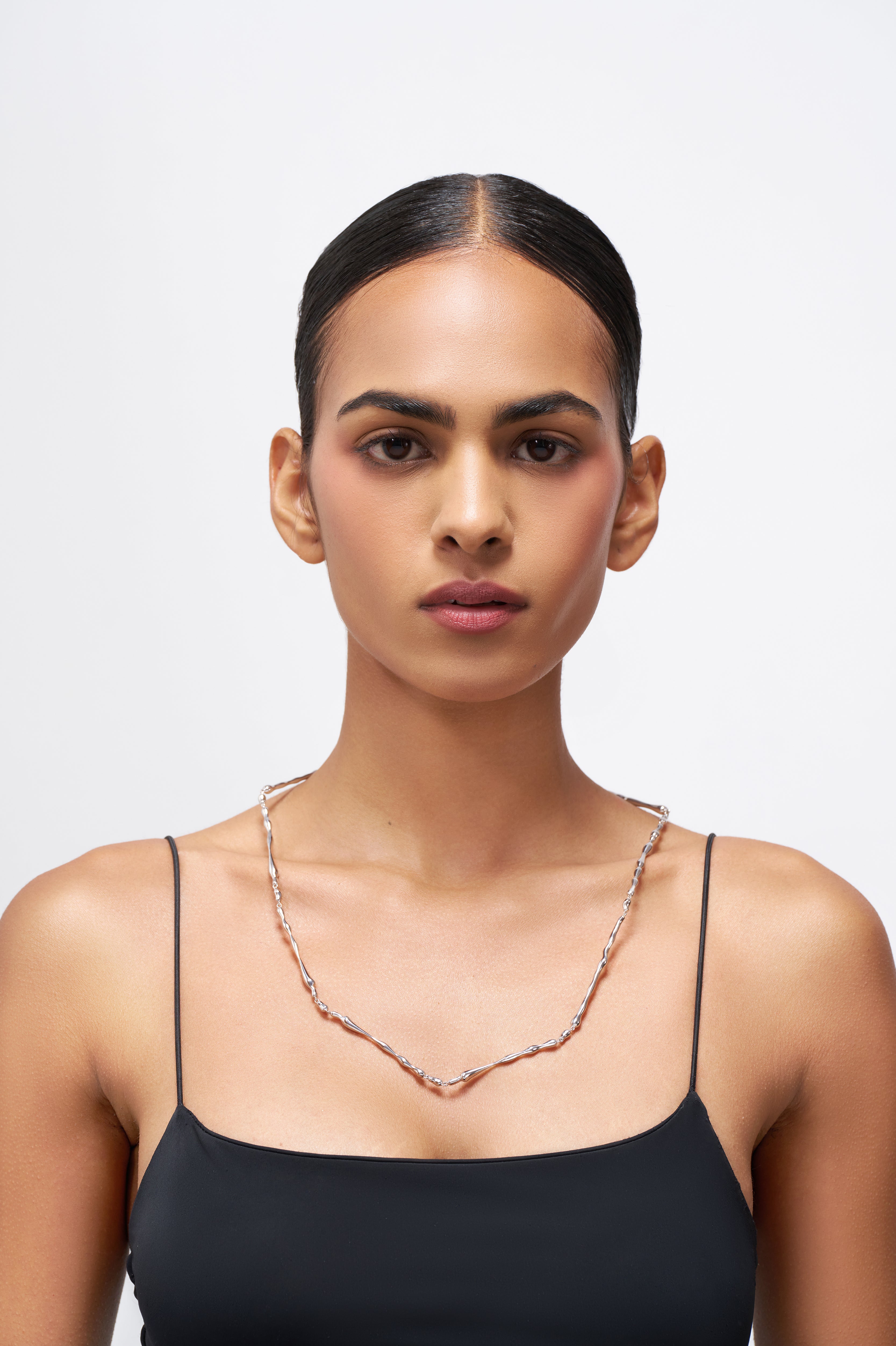 Molten Y - Necklace In Rhodium Plated Brass