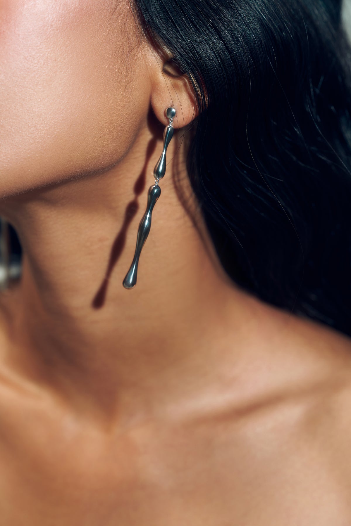 Molten Drop Earrings In Sterling Silver